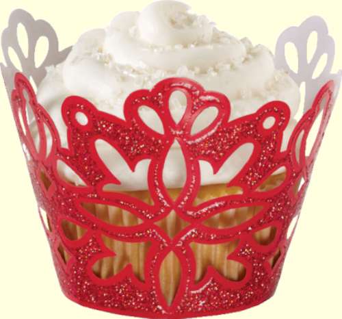 Red Glitter Cupcake Wraps - Click Image to Close
